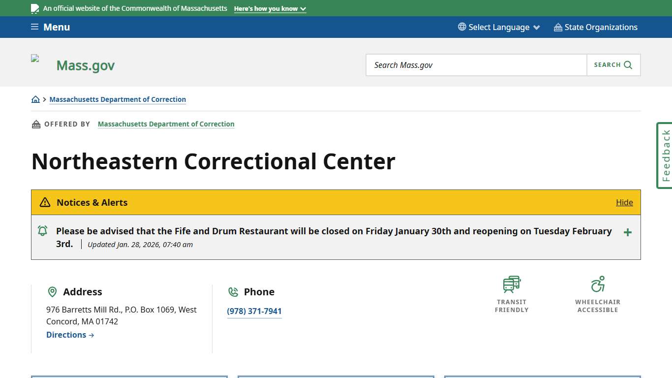Northeastern Correctional Center Mass.gov